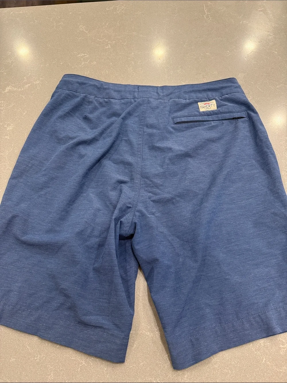 Faherty Navy Flat-Front Performance Shorts